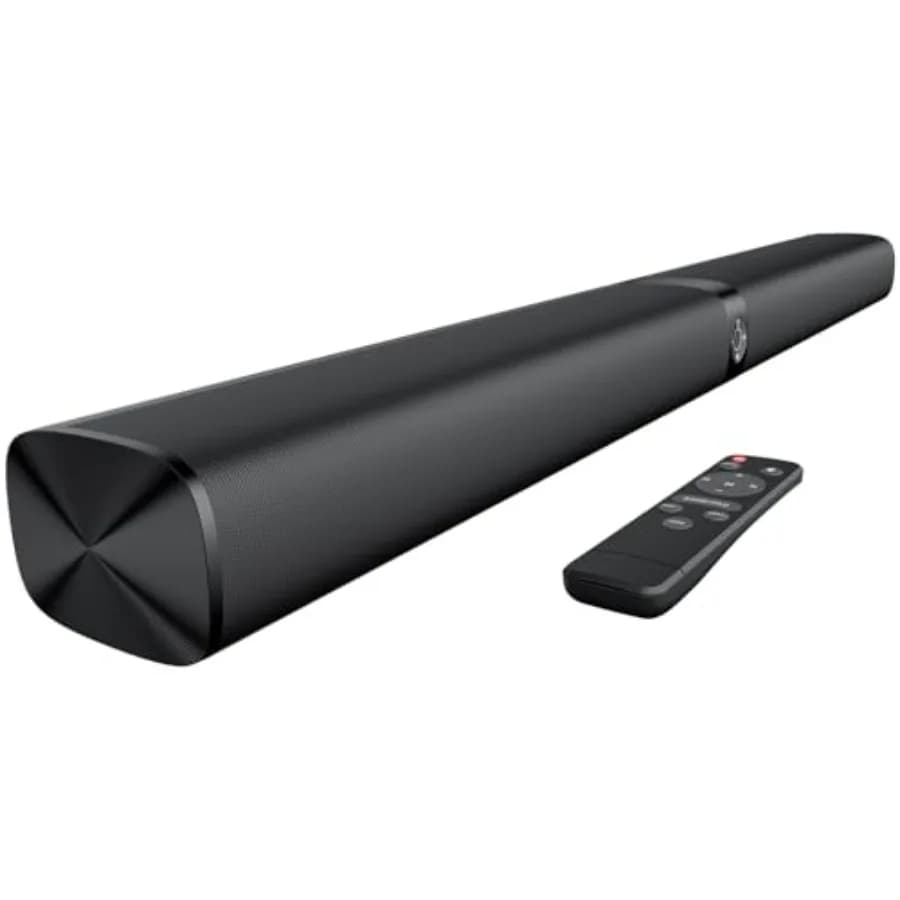 Sound Bar for Smart TV, Soundbar with Bluetooth/ARC/Opt/AUX Connect, Auto Volume Boost, 3 Equalizer Modes, 2 in 1 Detachable So
