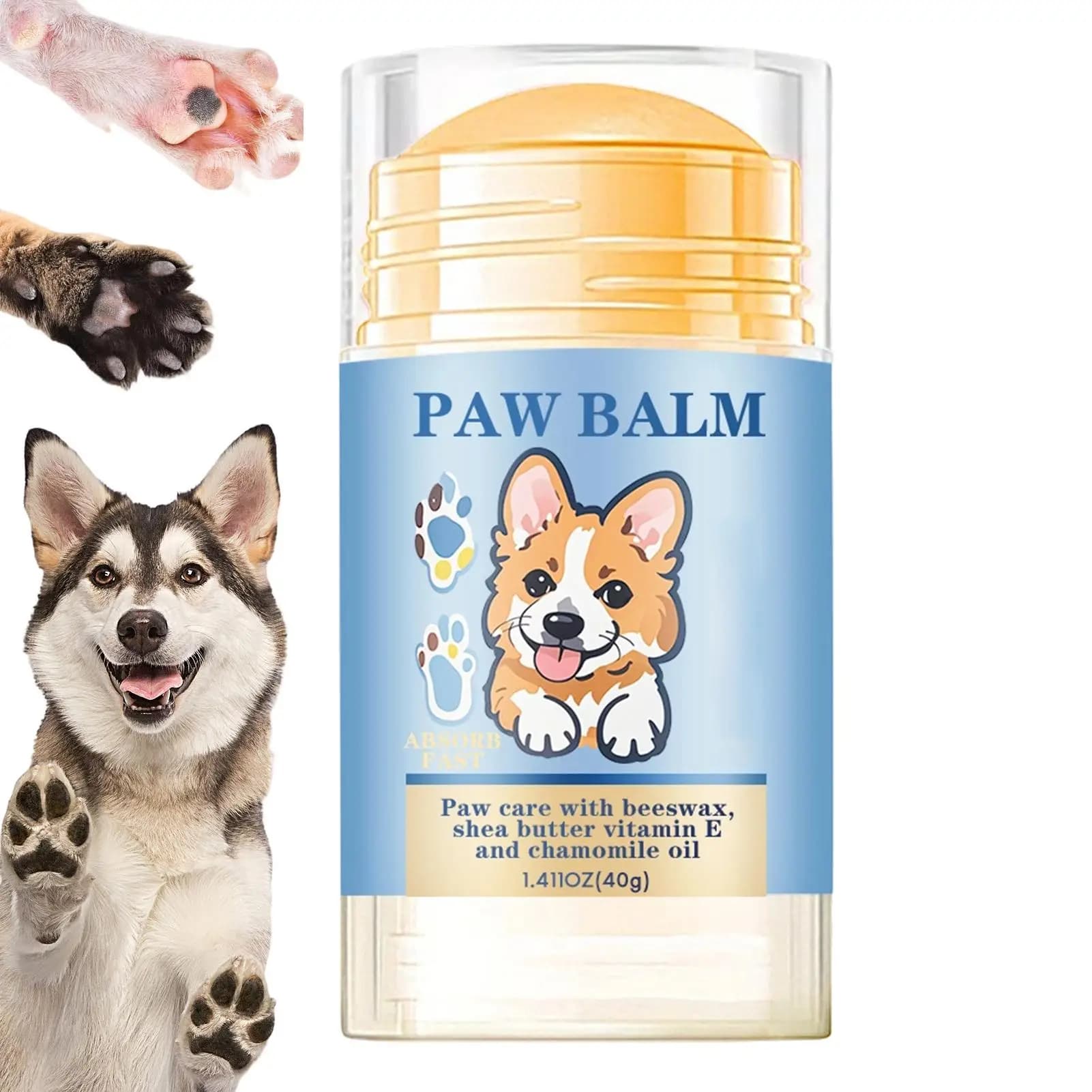 Balsamo Naturale Lenitivo per Zampe di Cani e Gatti, Crema Idratante Sicura da Lisciare per Pelli Secche e Screpolate, Cura Invernale per Cuccioli e Animali Domestici