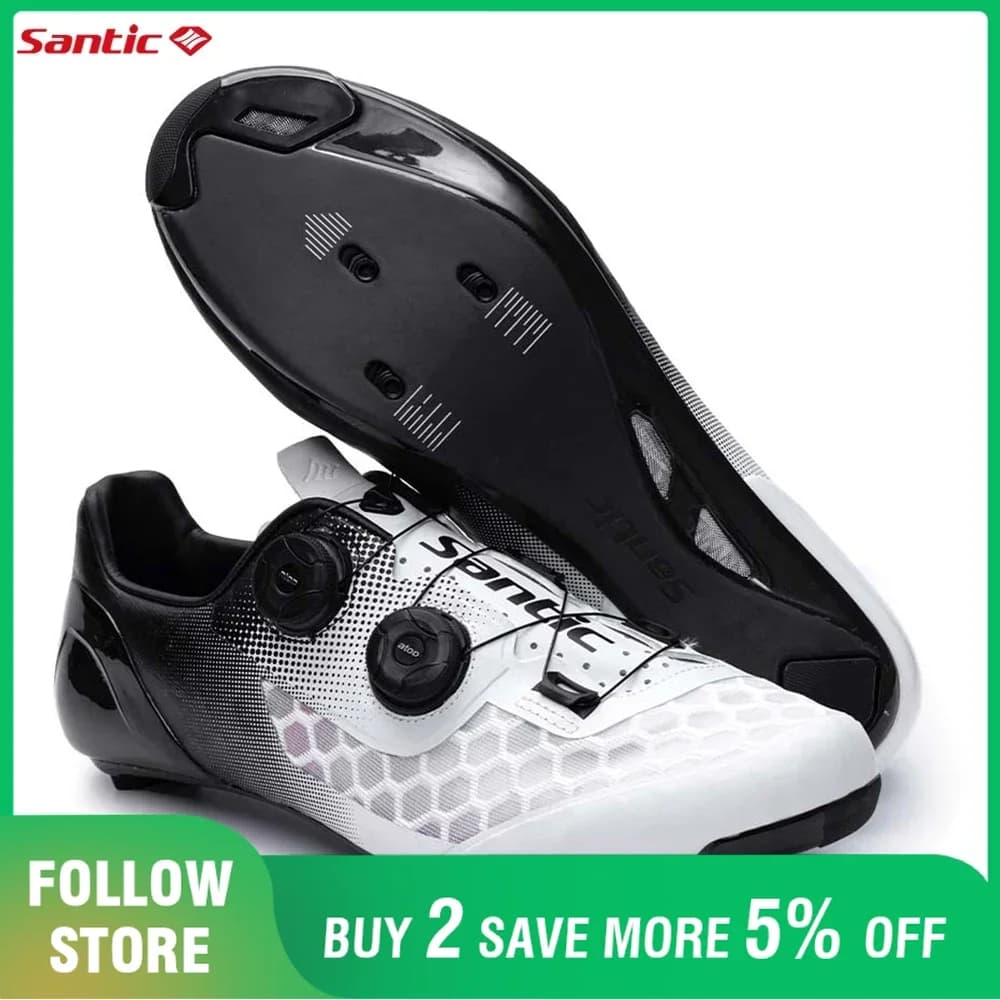 Scarpe da ciclismo da uomo Santic Hardness14 Suola in fibra di carbonio con blocco automatico Sneaker da bicicletta per esterni Scarpa da corsa su strada professionale regolabile