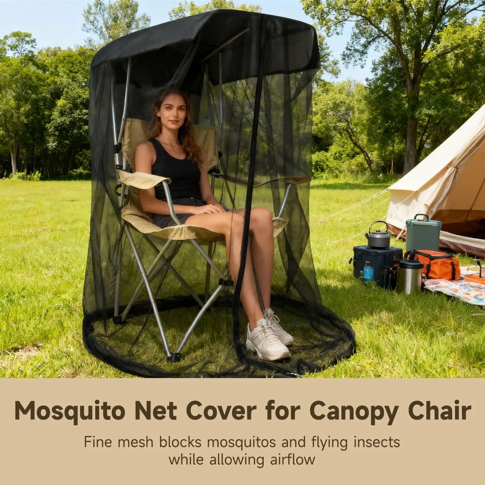Tenda Zanzariera Portatile da Esterno con Protezione UV per Sedie da Pesca, Campeggio e Patio