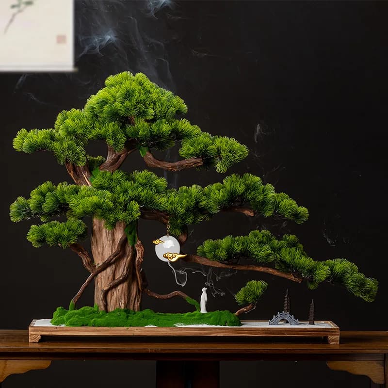 Simulated welcome pine bonsai porch living room ornament Luo Hansong potted plant large green plant fake pine landscaping