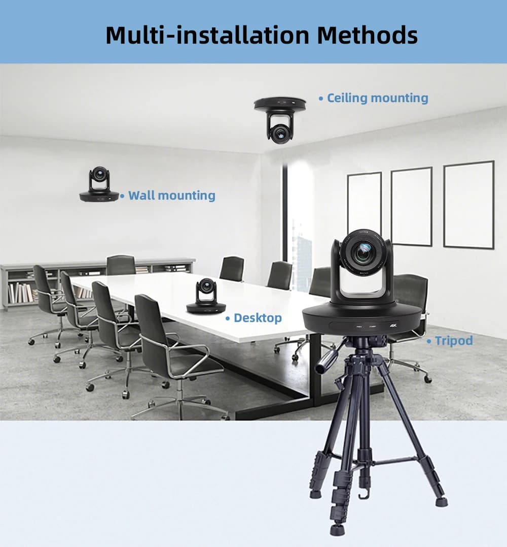 Telecamera PTZ con porta LAN USB 3.0 per streaming live, webcam con zoom 20X, HDMI, POE, UHD 4K, per trasmissioni in diretta, chiese ed educazione