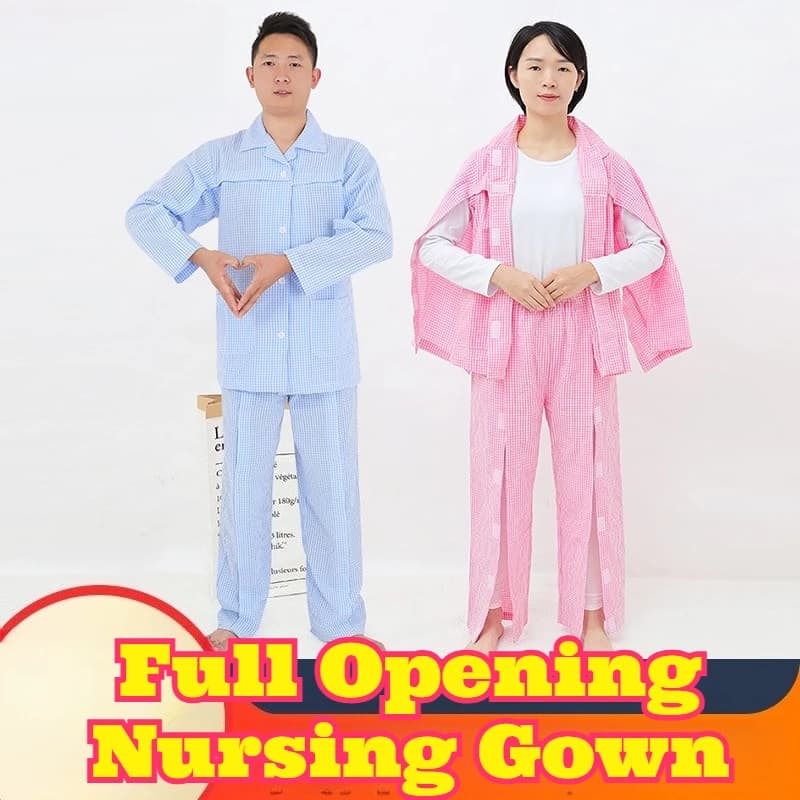 Pigiama Completamente Apribile per Pazienti, Stile Primavera-Estate, Abbigliamento per Anziani Allettati, Indumenti per Recupero Post-Operatorio, Facile da Indossare, Traspirante