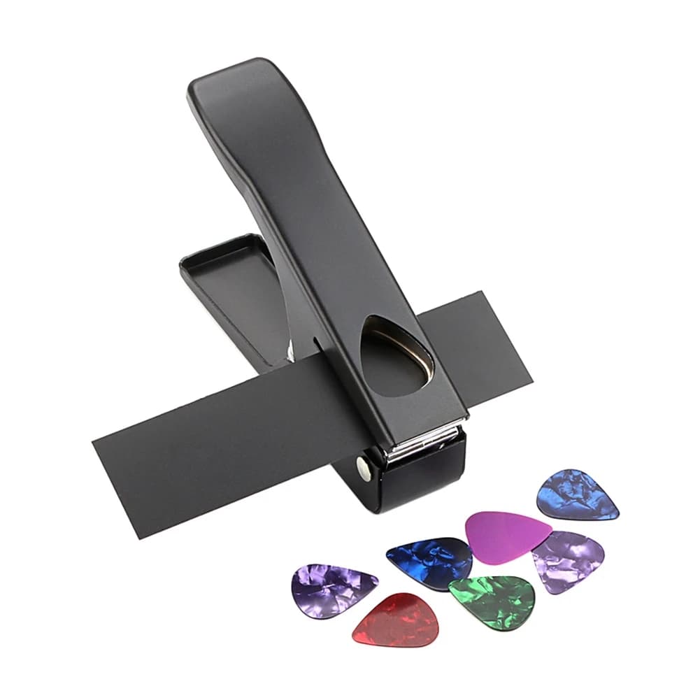 (AD12) Guitar Pick Punch Pick Maker Guitar Pick Cutter with 2 Pick Strips Sheet for Guitar Pick Making Tool
