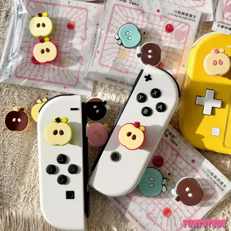 Cute Apple Shape Silicone Grip Caps Anti‑Slip Analog Joystick Protective Cover Compatible with ns2/sd/pro/Xbox/ps5/ns/lite/oled