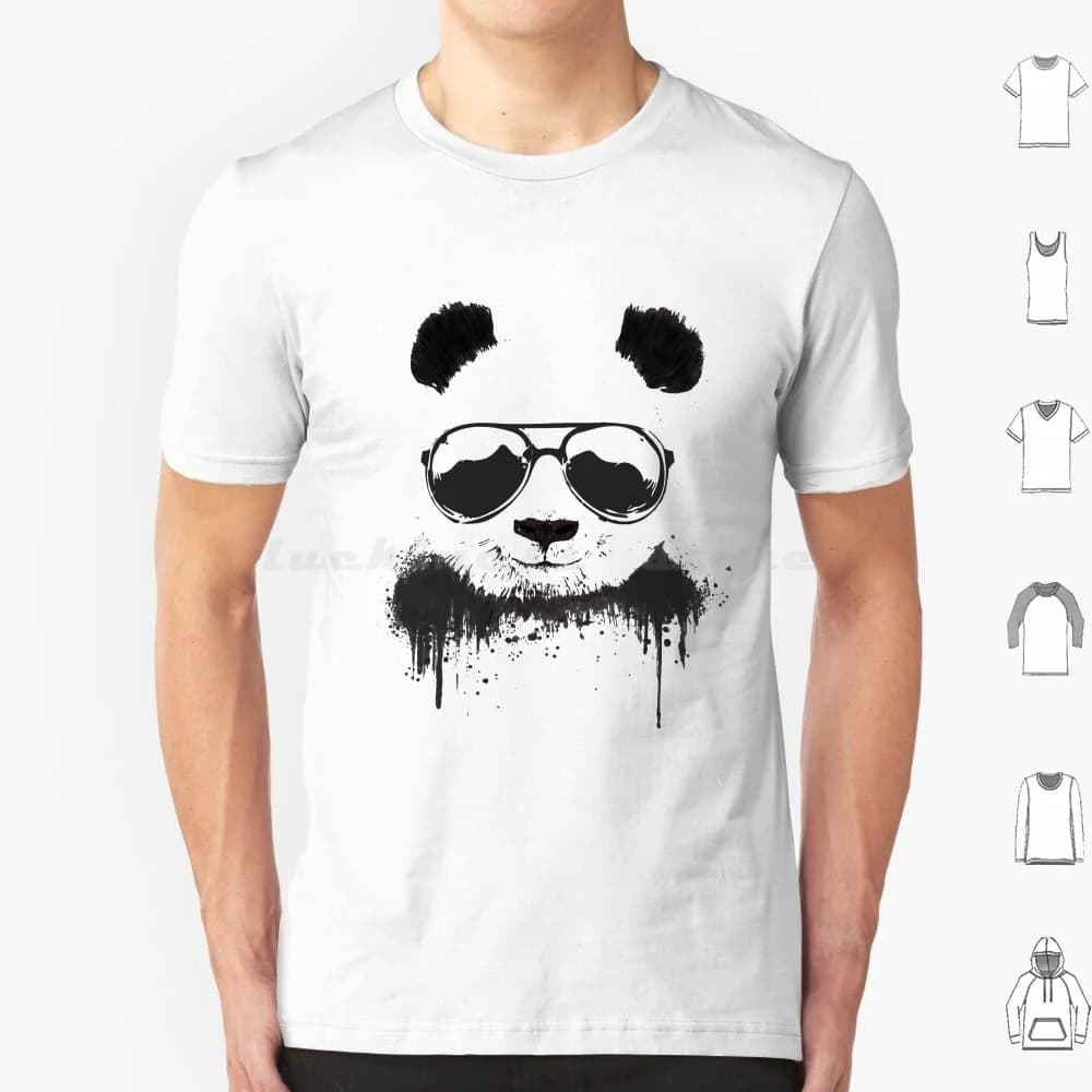 Stay Cool T Shirt Cotton Men Women DIY Print Panda Animal Animals Wildlife Nature Sunglasses Summer Cool Black And White