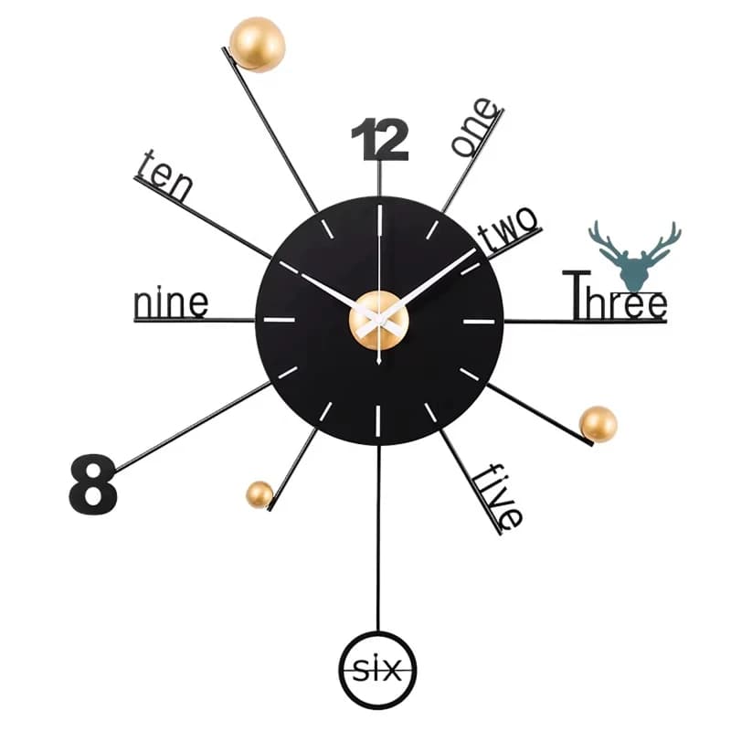 Orologio da parete creativo e artistico per ristorante, casa, soggiorno, stile semplice.