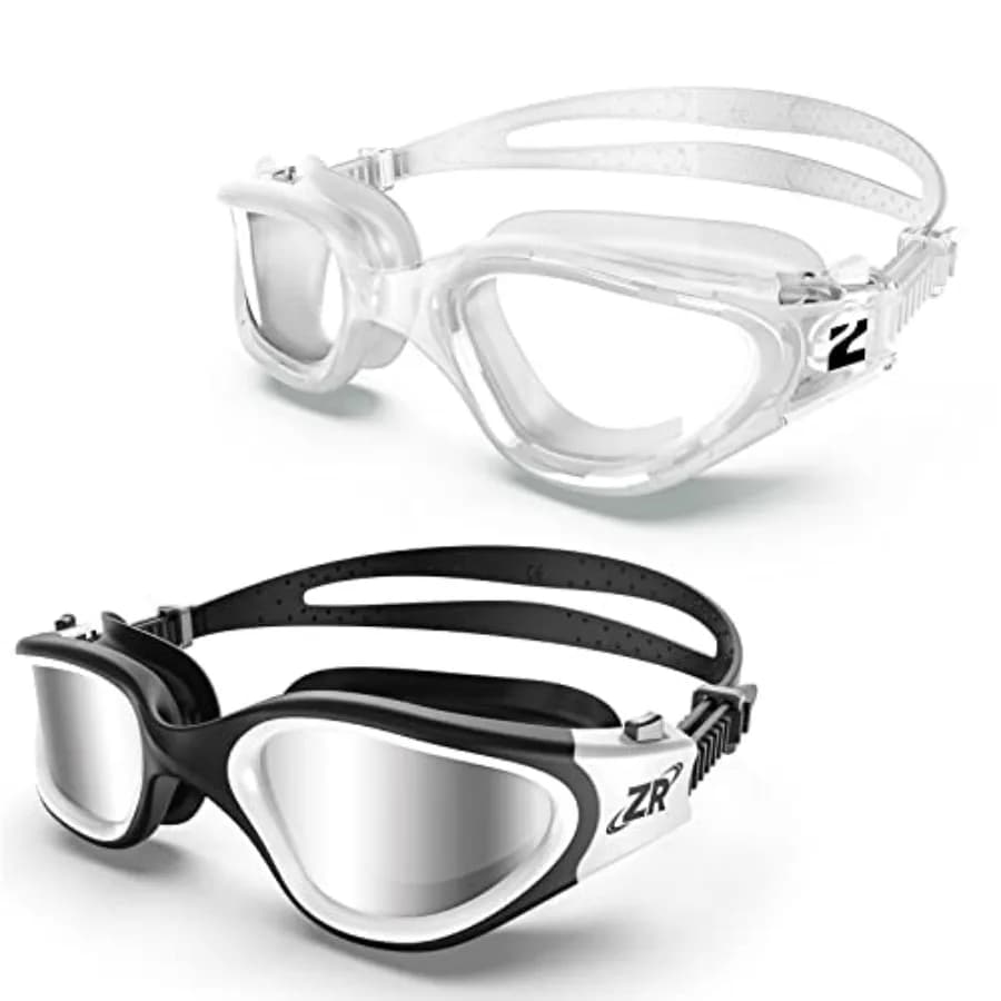 Swim Goggles for Competitive Training, Polycarbonate Lens with Polarized Filter, Matte Black Frame, Anti-Fog and UV Protection