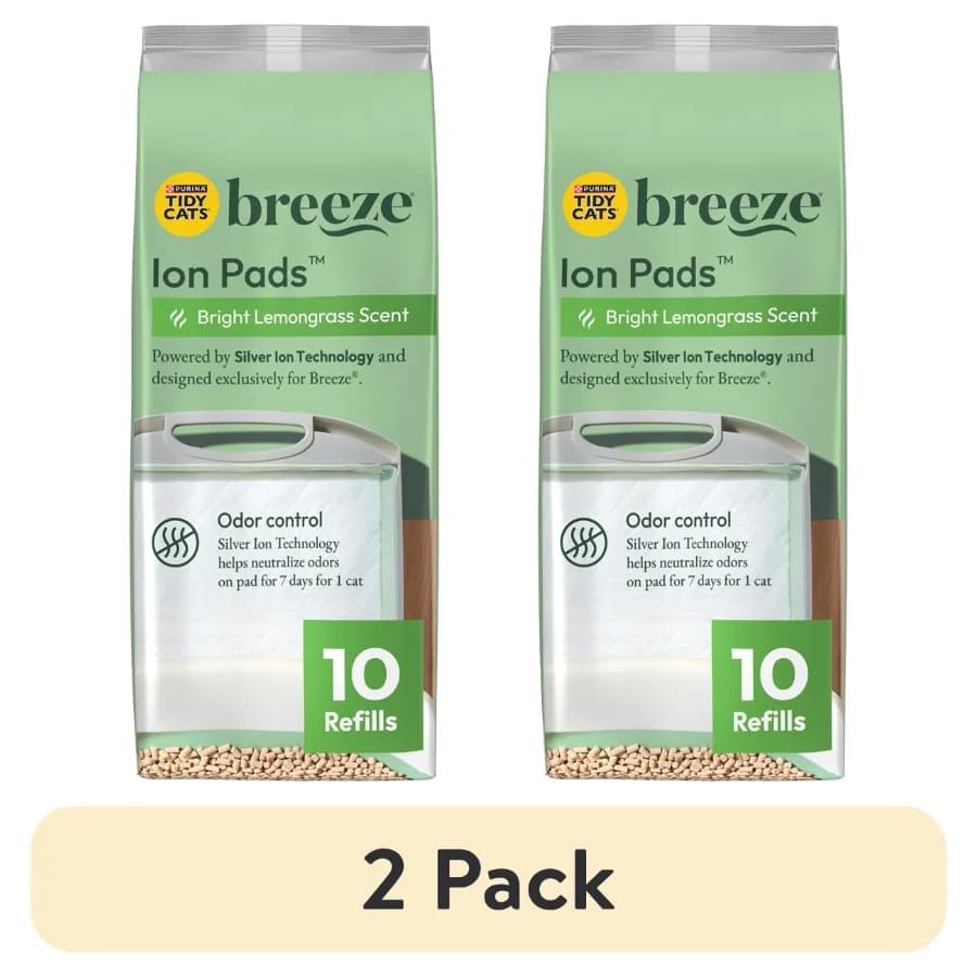 10 pack Purina Breeze Bright Lemongrass Scented Ion Cat Litter Pads Refill Pack
