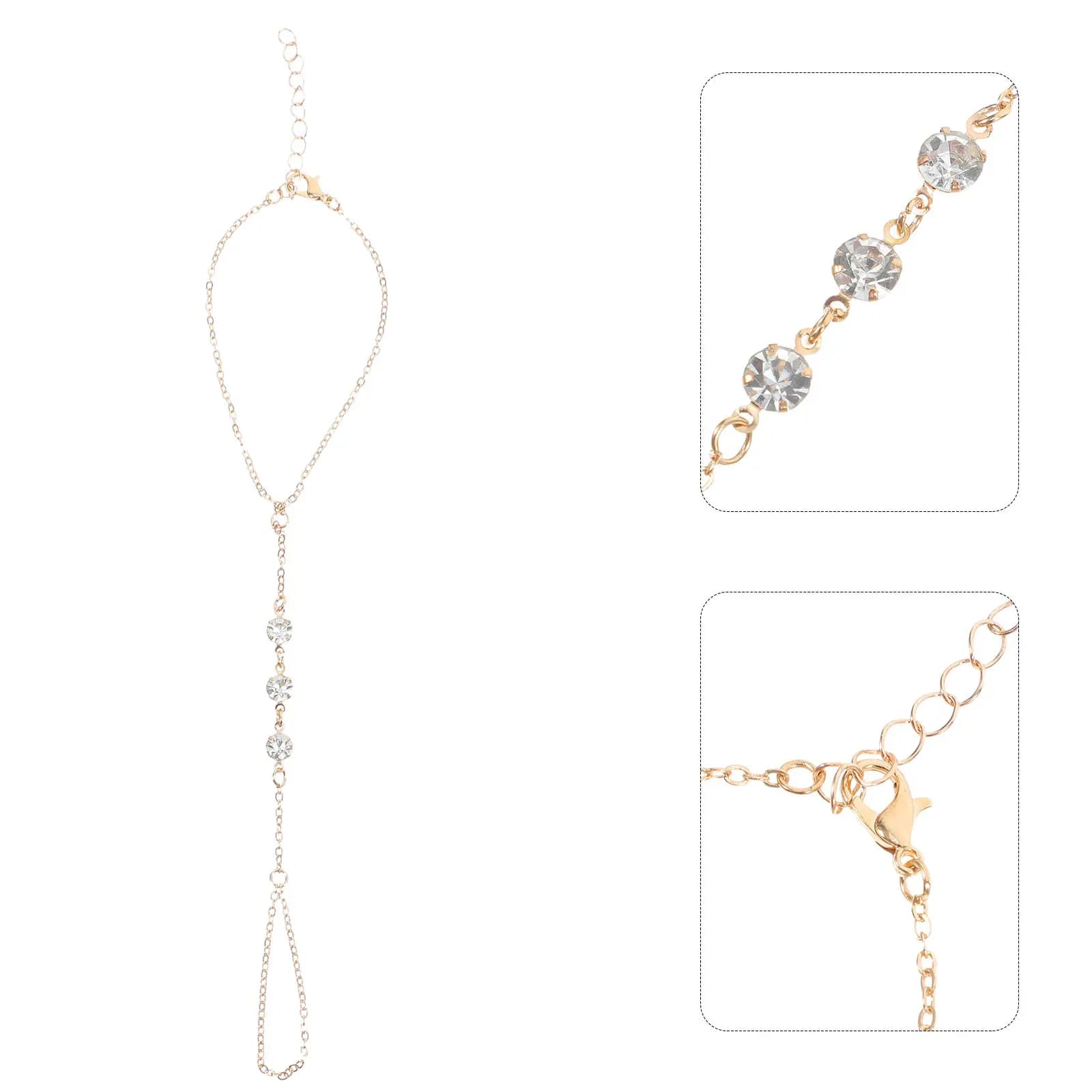 2 Pezzi Bracciale a Catena da Donna con Strass, Bracciale a Polsino Leggero, Comodo ed Elegante, Accessorio Estivo per Outfit