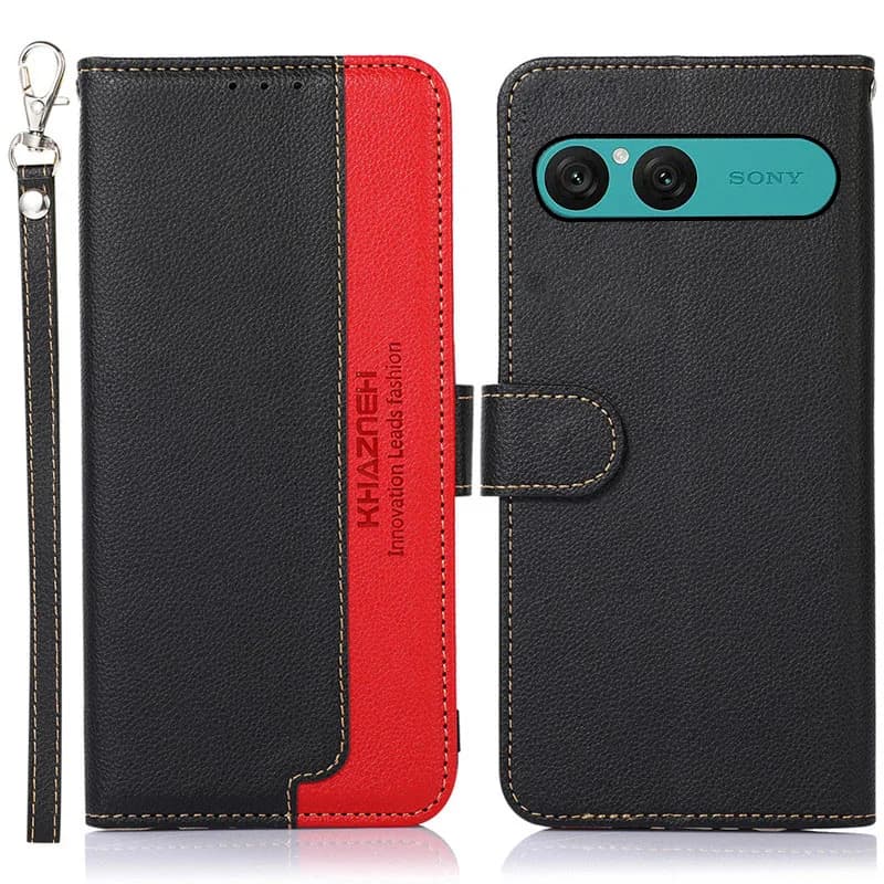Custodia a portafoglio in pelle bicolore con chiusura magnetica RFID antiurto per Sony Xperia 10 IV VII VI 5 V III II con slot per carte