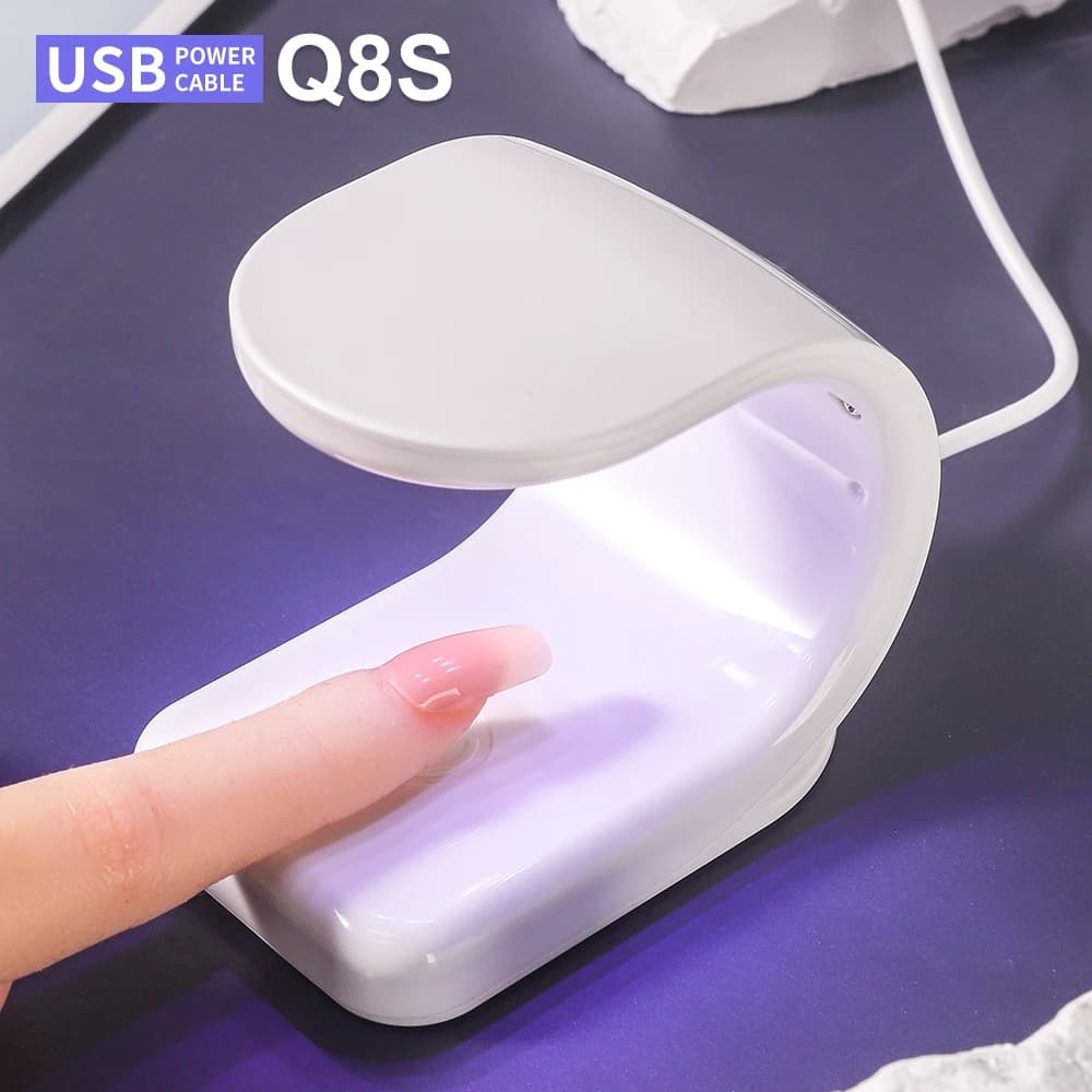 Mini lampada UV per Nail Art a 6led a forma di Q USB Design conveniente asciugatrice per Nail Art a dito singolo adatta per strumenti per Manicure con smalto Gel