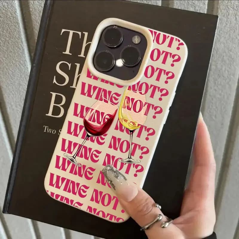 INS Red Wine Glass Pattern Silicone Phone Case For iPhone 17 Pro Max 16 15 14 13 12 11 Pro 15 Plus 17 Air Shockproof Soft Cover