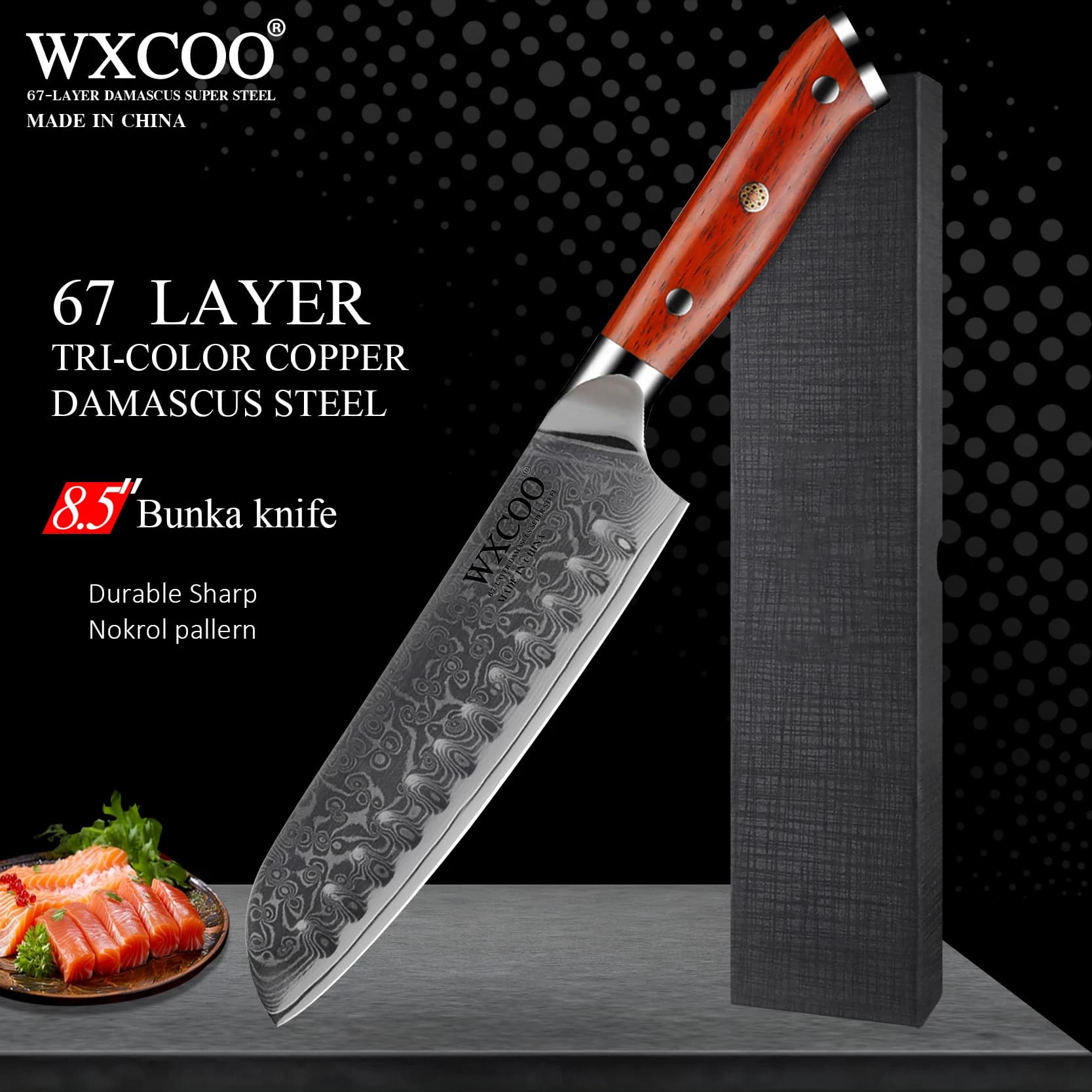 Coltello da cucina in acciaio damasco VG10 Coltello da chef giapponese Santoku Coltello per affettare con manico in ebano Posate da cucina Coltello per sushi