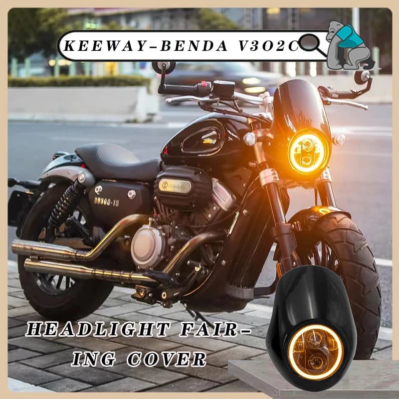 Faro e Moto Deflettore del Vento Faro Carenatura Copertura materiale ABS Per BD 300 KEEWAY-BENDA V302C Keeway V-Cruise 125