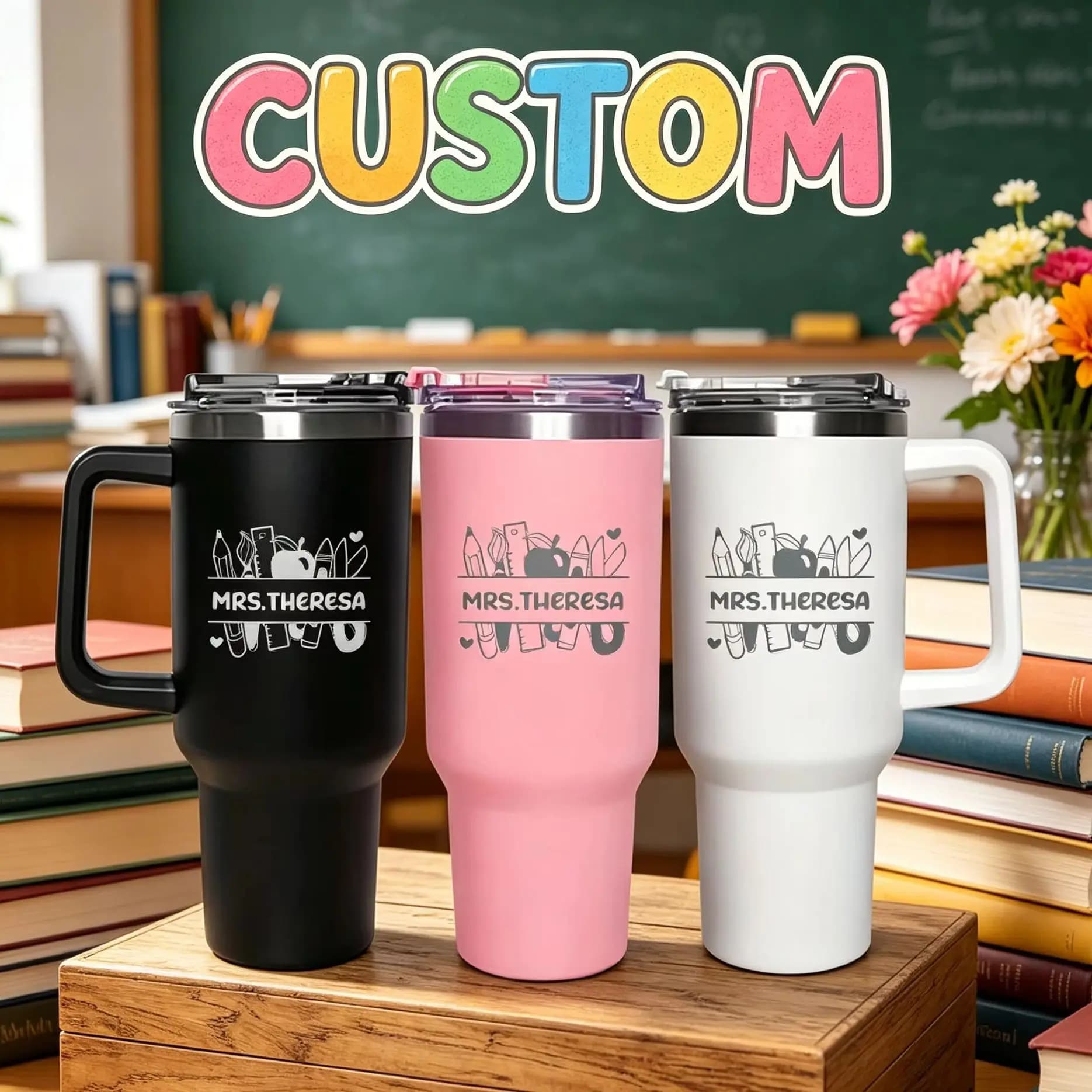 Tumbler Personalizzato in Acciaio Inox da 40oz, Regalo Perfetto per Insegnanti, Regalo di Apprezzamento e Compleanno, Stagione delle Lauree