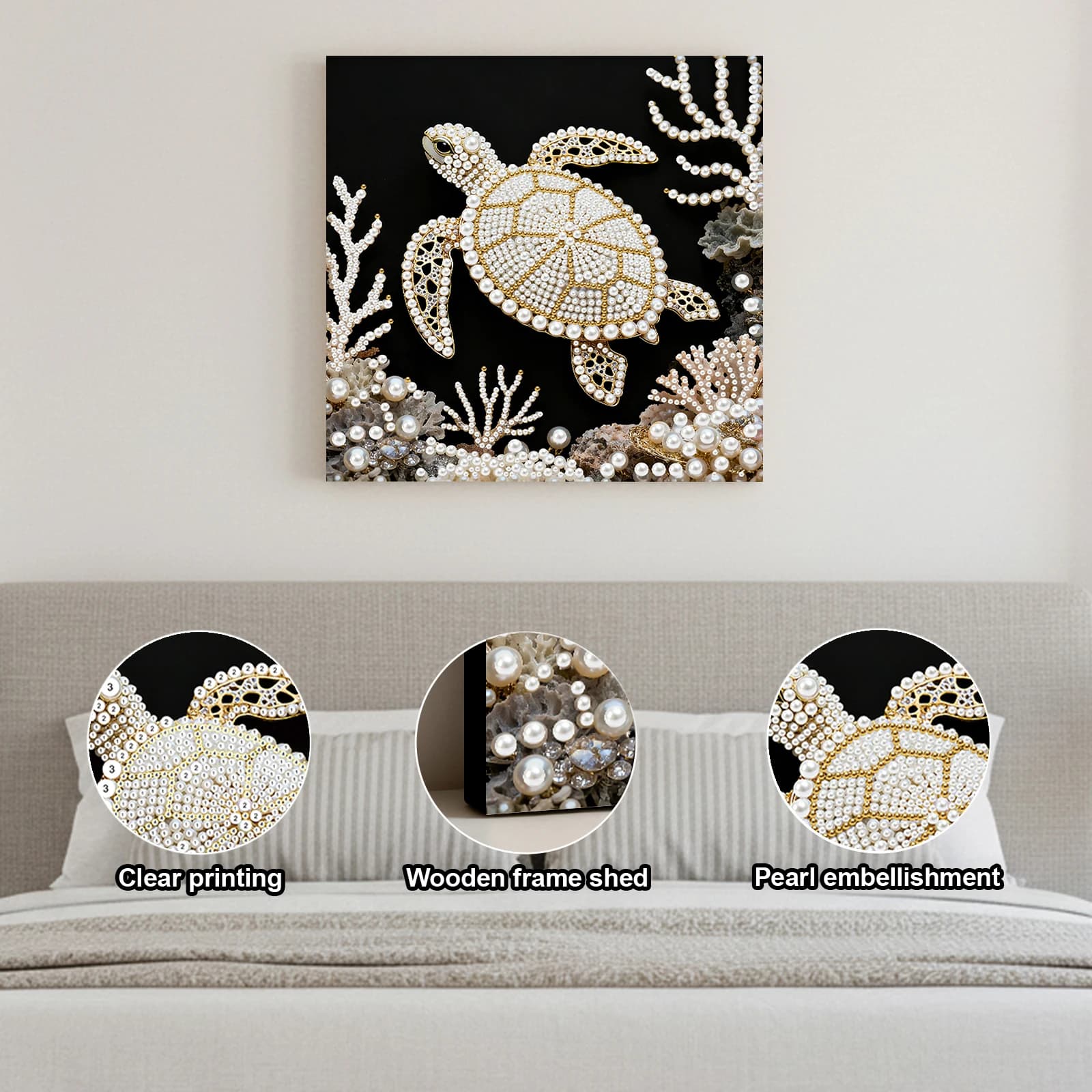 Kit Artistici Fai-da-Te per Pittura con Perle per Adulti, Decorazione Casa, Dipinti con Perle e Gemme, Arte e Artigianato 25x25cm con Cornice