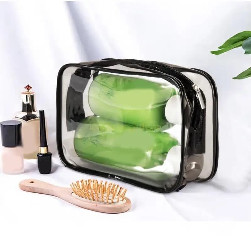 X90D 3 Pieces Transparent Bags for Cosmetic Portable Makeup Bag with Zipper for Women PVC Washing Bag for Women