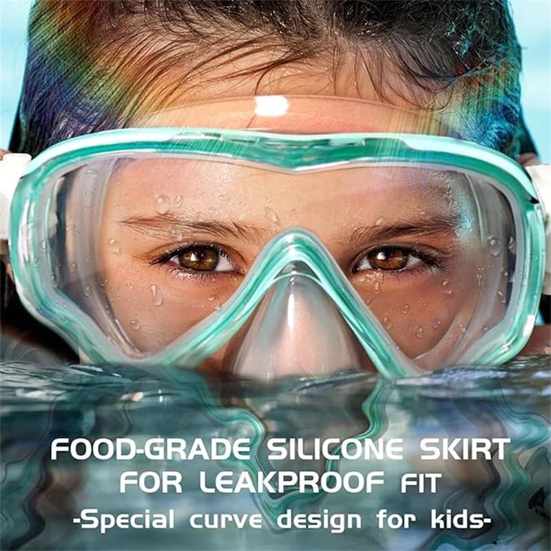 Children's snorkeling glasses set with nose cover, anti-fog underwater mask, swimming equipment, tempered glass 180 ° Age 3-10 years Boys Girls