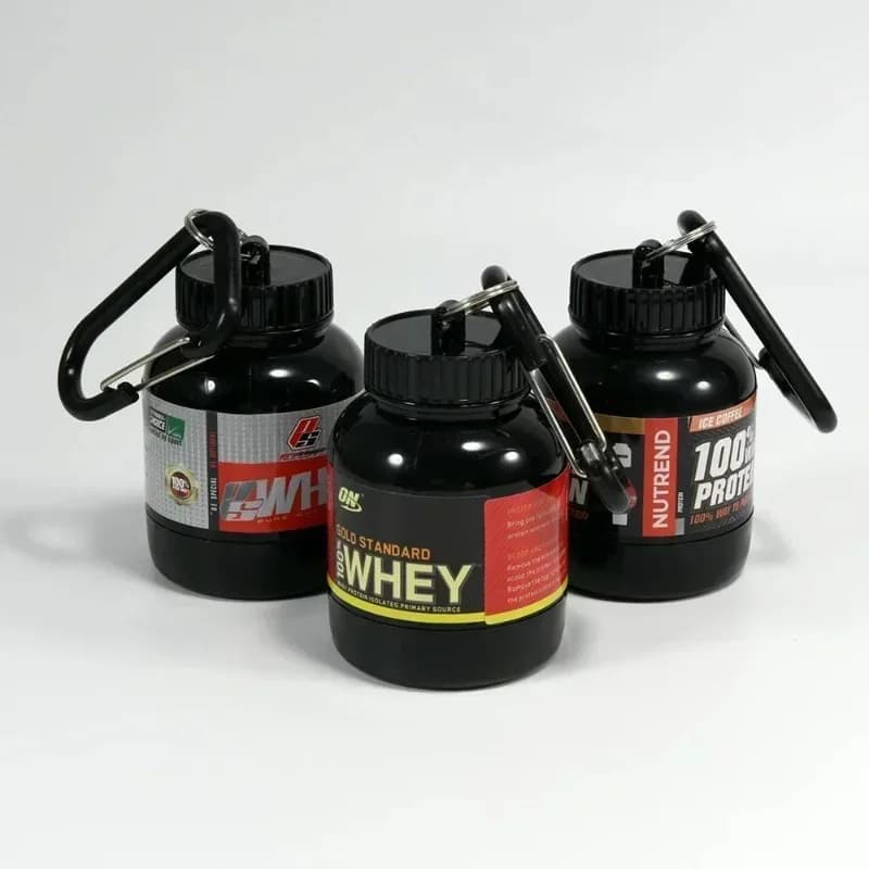 Bottiglia Portatile per Proteine in Polvere 100/200ML con Portachiavi, Contenitore per Medicinali con Imbuto, Piccola Tazza per Sport all'Aperto