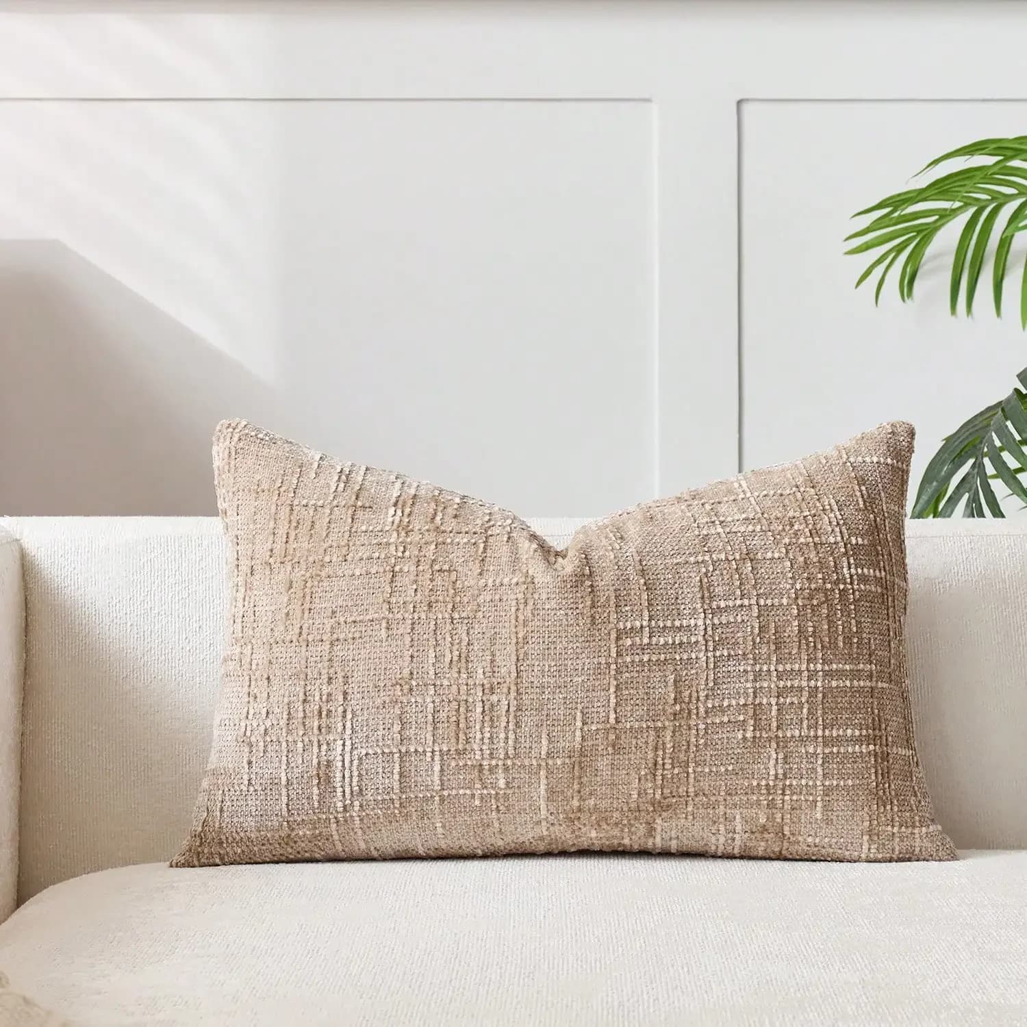 1 pz Khaiki Fodera per cuscino in ciniglia 30x50 CM A strisce geometriche Fodera per cuscino Decor Cuscino per la casa per divano letto Federa