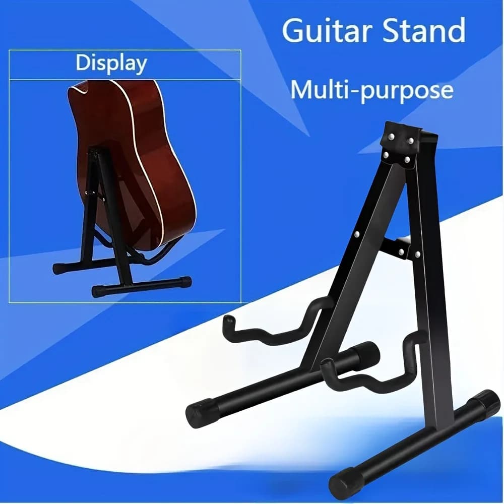 Supporto per Chitarra Portatile Pieghevole, Treppiede Robusto da Pavimento per Chitarra Acustica, Elettrica, Basso e Strumenti a Corda, Supporto Stabile