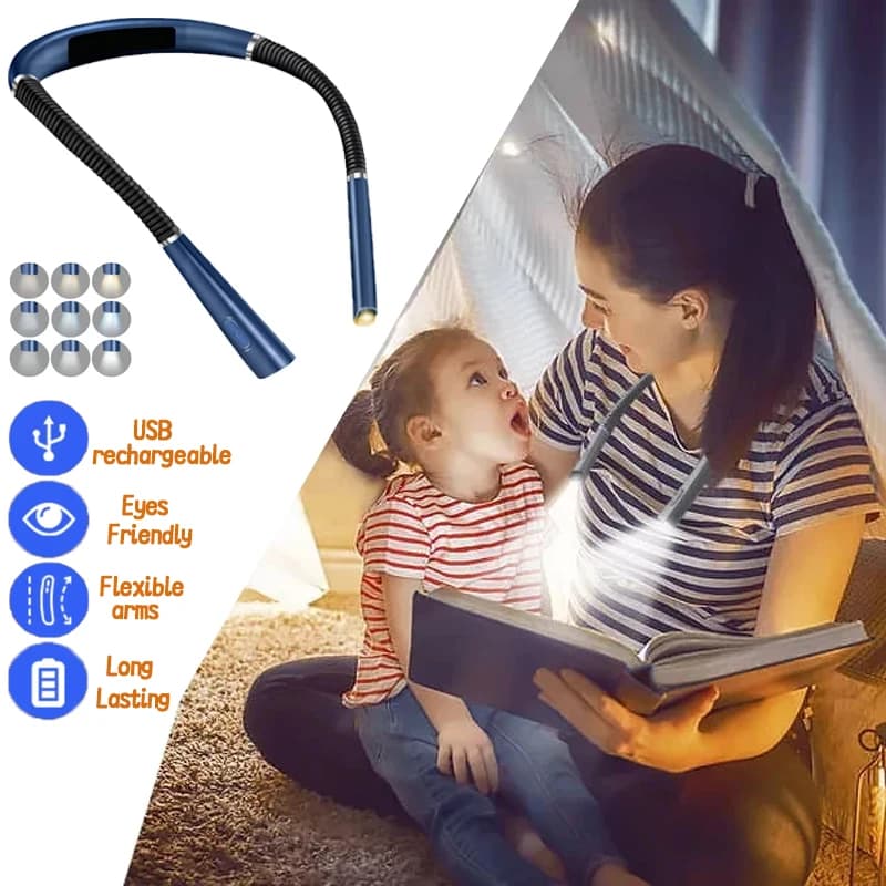 LED Reading Neck Lights USB Rechargeable Book Lamp Flexible Arm Reading Book Light Read Neck Lamps Study Reading Night Light