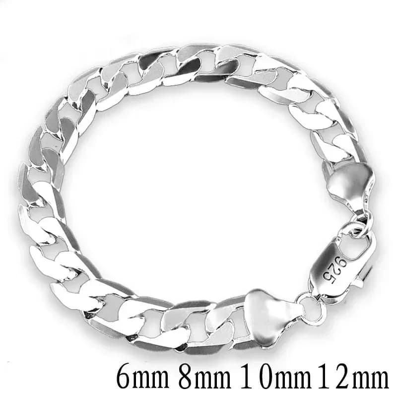 Silver Color Bracelet Sideways Silver Bracelet 6MM8MM10MM Bracelet Men & Women Jewelry