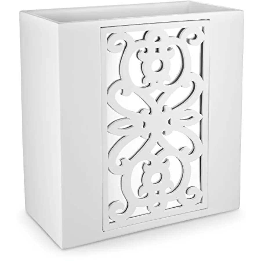 Cestino per Rifiuti da Bagno Janette Bianco a Specchio 2,11 Galloni/8L - Cestino Decorativo - Cestino a Specchio per Bagno e Camera da Letto