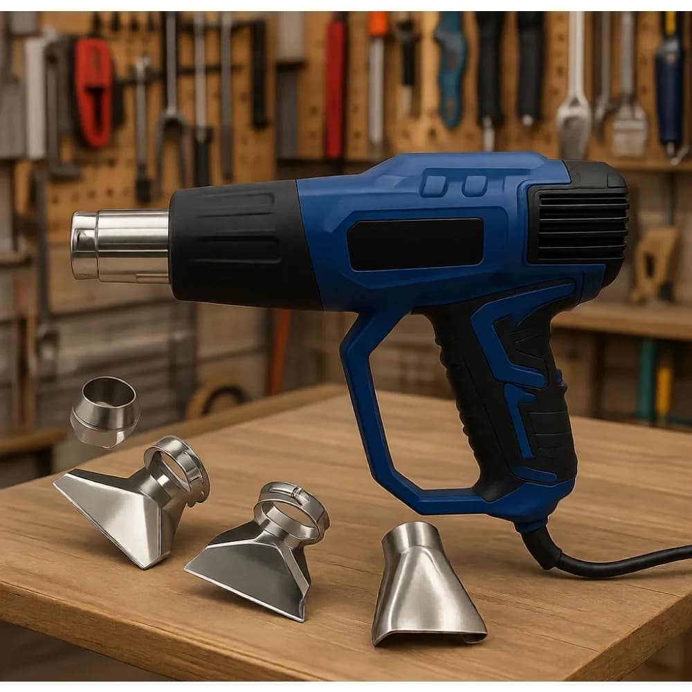 Pistola Termica Professionale 1500W a Temperatura Variabile con Doppia Impostazione, 4 Ugelli, Protezione da Sovraccarico per Artigianato, Termoretrazione PVC, Rimozione Vernice