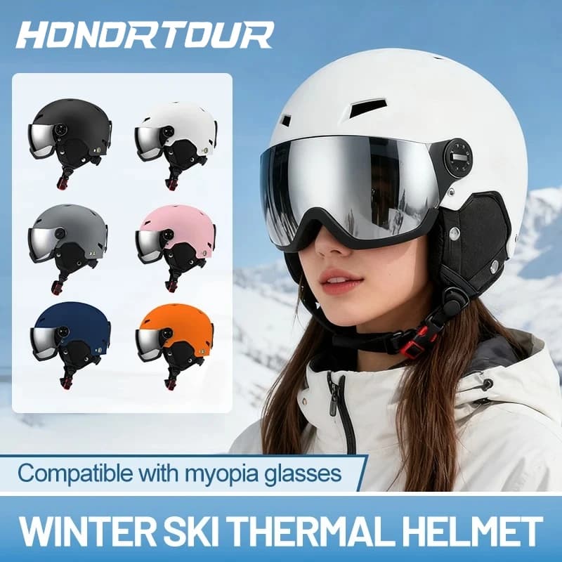 Casco da snowboard Horntour Open Face Occhiali da neve da uomo in un casco da sci anti-impatto per donne adulte Sci Skateboard Snowboard