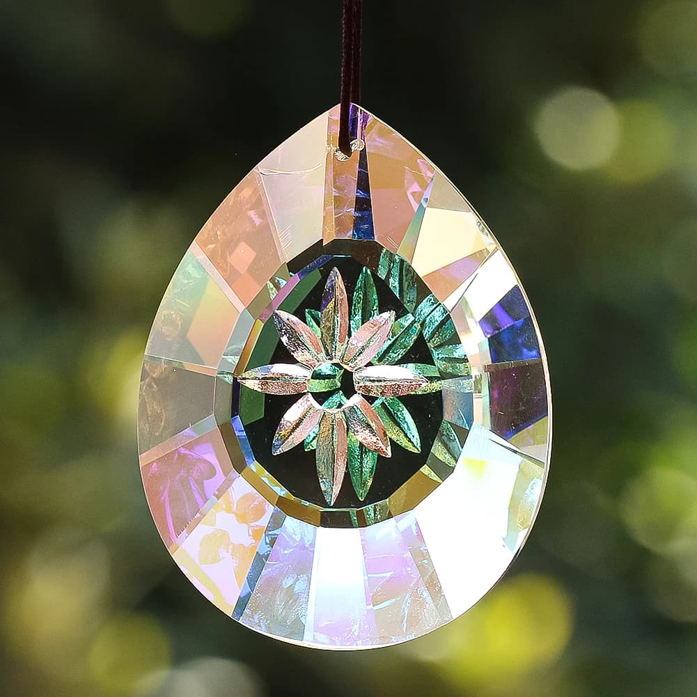 75mm Hanging Crystal Suncatcher Faceted Prism Glass Chandelier Crystals Flower Life Lightcatcher Rainbow Maker Garden Pendant