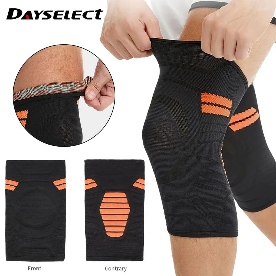 1 pz ginocchiere in tessuto 3D ginocchiere a pressione in nylon traspirante antiscivolo stabilizzate rotula corsa basket palestra sport unisex