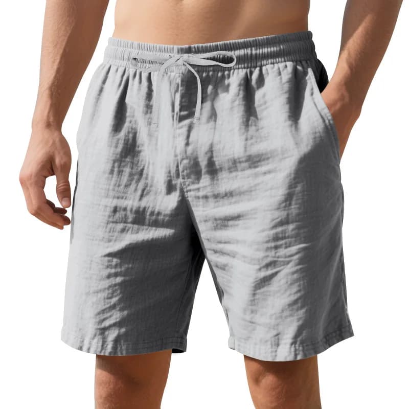 Summer New Men's 100% Cotton Breathable Shorts Hawaii Beach Running Pants Male Solid Color Trousers Loose Versatile Streetwear
