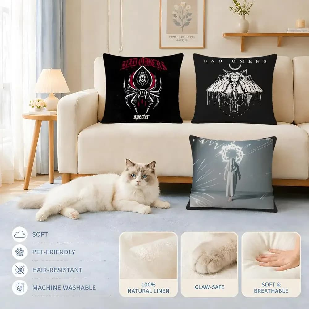 Fodere per cuscini da divano, adatte a gatti e cani, Band BadS OmensS, fodere decorative per cuscini, per sedie 45x45 40x40