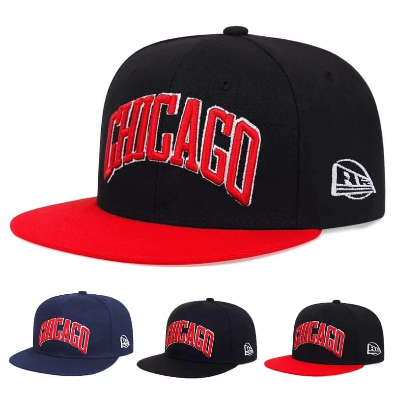 Hip-hop Unisex Hats with CHICAGO Embroidery, Adjustable Baseball Hats Spring and Autumn Casual, Sun Protective Hat for Exterior