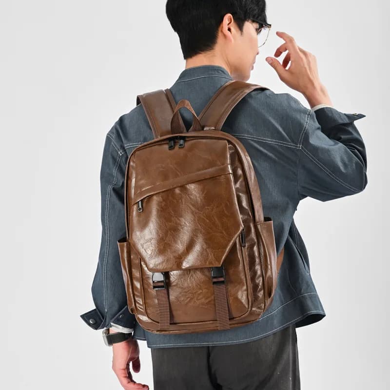 Simple Solid Backpack Women School Bags For Teenager Girls Bookbag PU leather Travel Lady Backbag commute men laptop bagpack