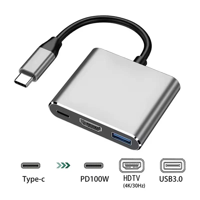 3 In 1 USB C to HDTV Hub USB C to HDMI-compatible Splitter HUB Type C to HDTV USB Docking Station For Macbook PC Laptops Phone