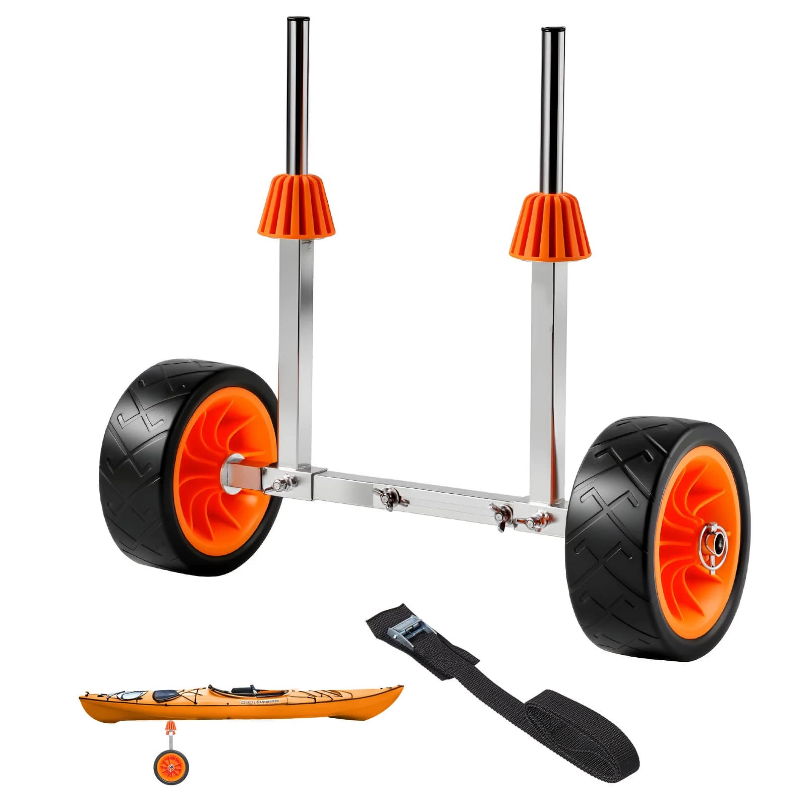 Carrello per Kayak e Canoa SucceBuy 250LBS con Ruote in Gomma Piena da 7,5 Pollici e Cavalletto, Carrello per Paddleboard