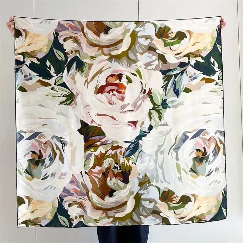 Mulberry Silk Scarf 110cm Bag Bandanas Hand Rolled Scarfs Luxury Designer Big Shawls Women Decoration 110cm