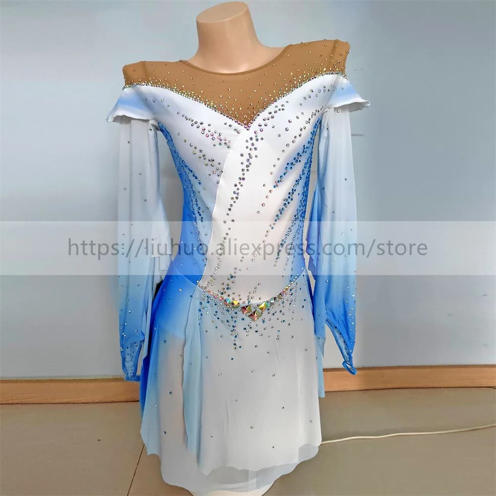 LIUHUO Donne Aldult Ragazza Adolescente Personalizza Costume Sfumato Prestazioni Concorso Body Pattinaggio di Figura sul Ghiaccio Vestito da Ballo Rullo