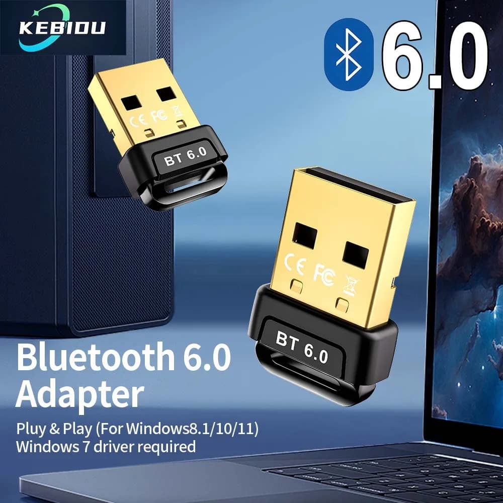 Adattatore Bluetooth 6.0 Trasmettitore wireless BT Ricevitore Plug and Play Dongle audio wireless per PC Mouse Tastiera Auricolare Altoparlante