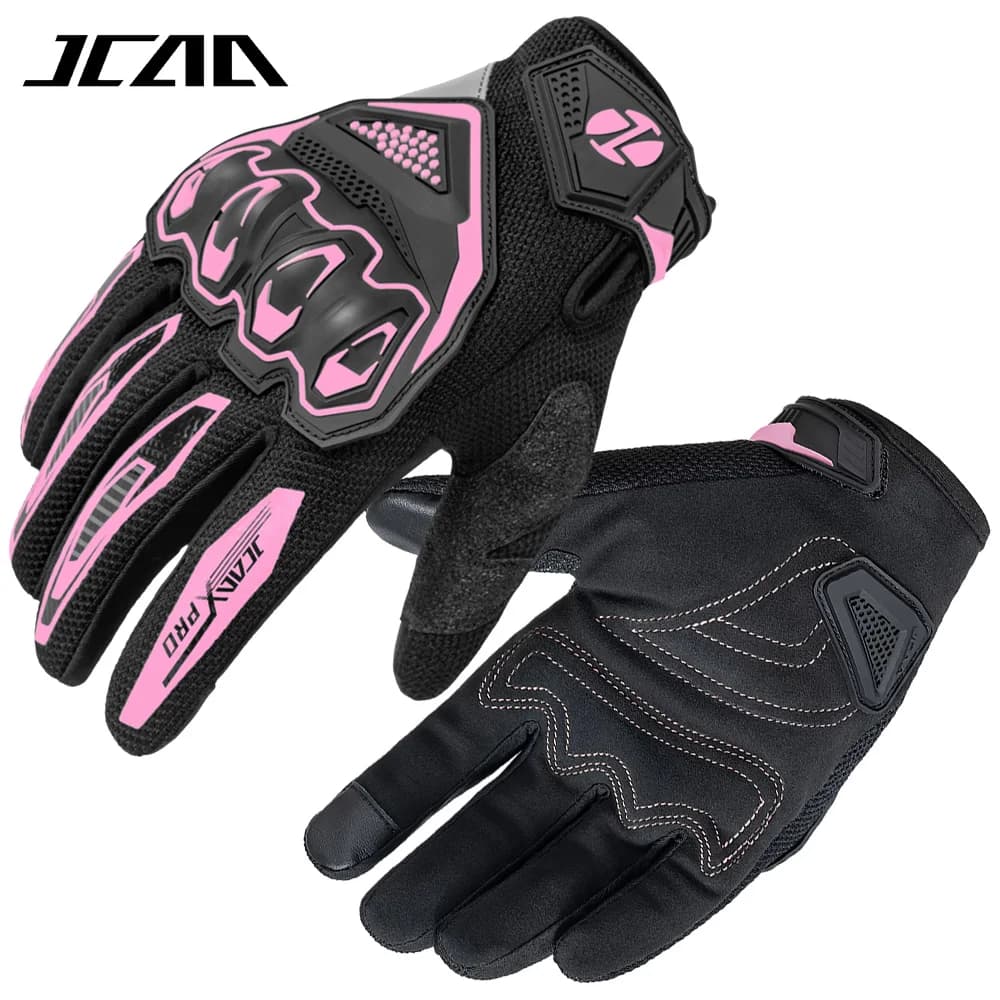 Guanti da Moto Rosa per Donna e Uomo, Estivi, Traspiranti, per Motocross, Moto, Corse, con Funzione Touch Screen