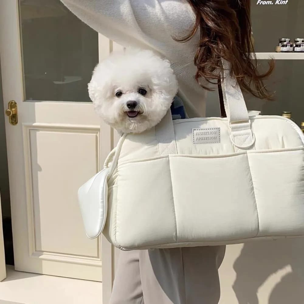 Portable Pet Carrier Bag Breathable Mesh One-Shoulder Strap Pet Travel Bag Large Capacity Warm Lining Small Dog Carrier Bag