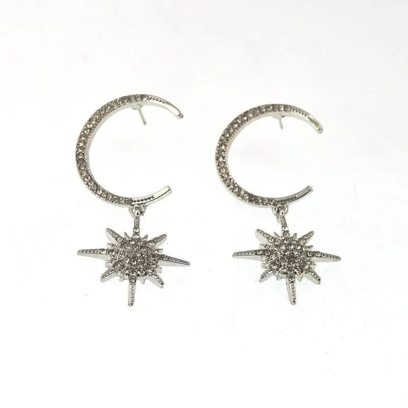 Orecchini a clip in metallo con gemma artificiale incastonata, gioielli alla moda dal design unico, accessori eleganti da donna