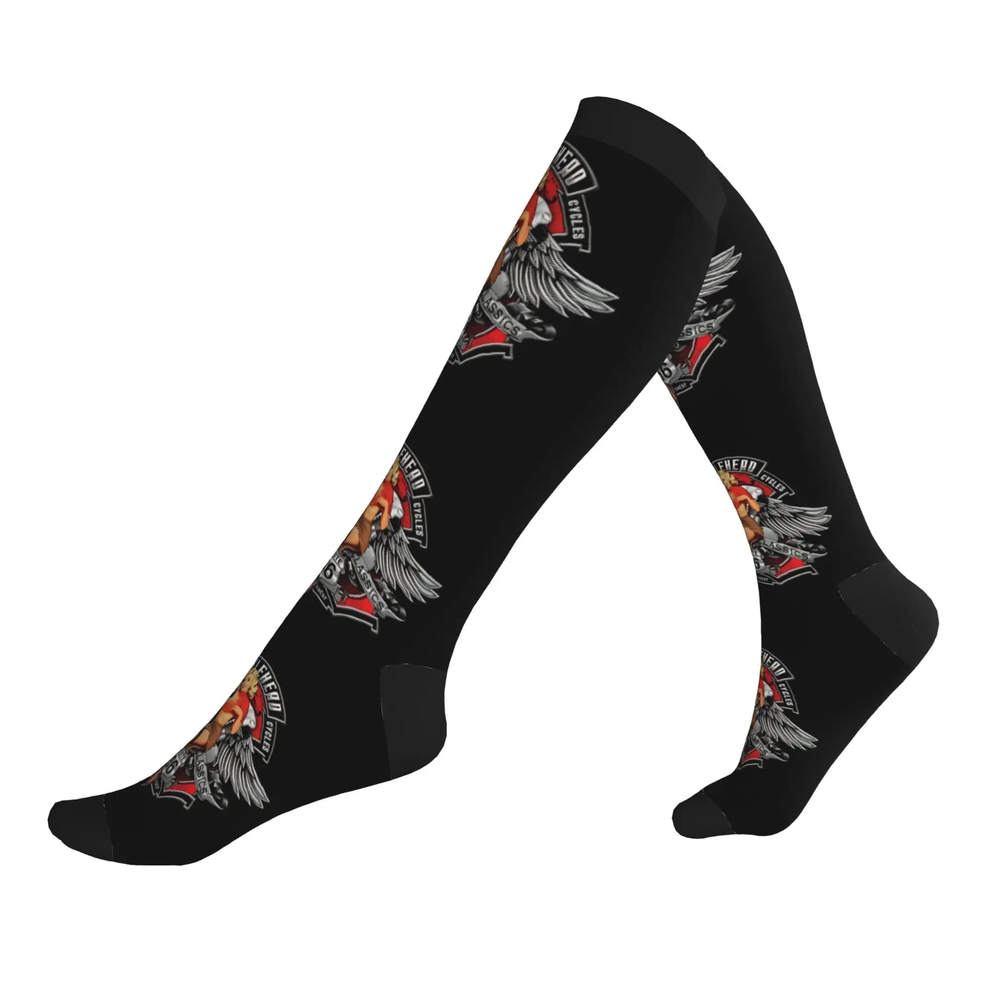 Harajuku Motorcycle Ride Route 66 Socks Men Women Warm 3D Printed Sports Basketball Sports Compression Socks