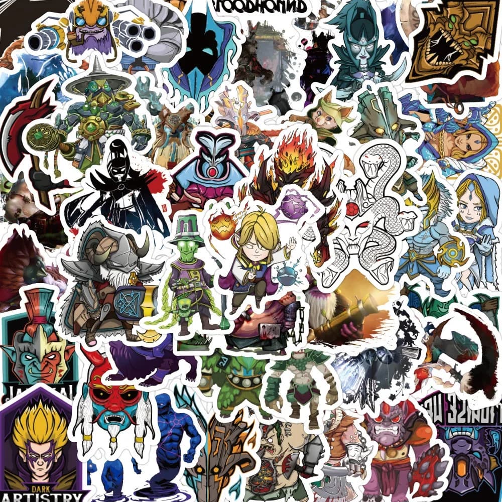 10/50 pezzi Dota 2 gioco adesivi divertenti cartoni animati per valigia da bicicletta adesivi graffiti per laptop fantastici adesivi per skateboard per bambini