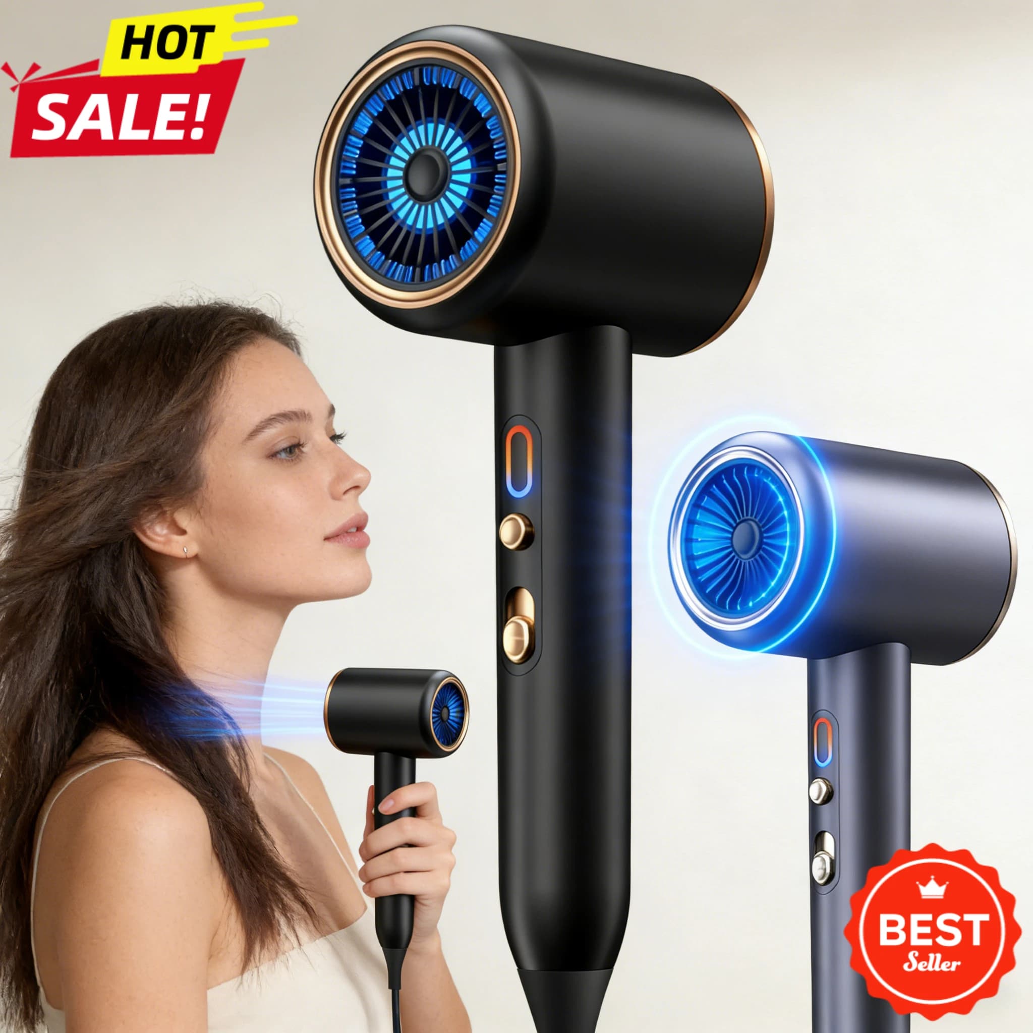 2400W High Speed Hair Dryer with Negative Ions, Wide Air Output, Constant Temperature, Low Rumourity, Rapid Drying, Suitable for Domestic and Professional Use