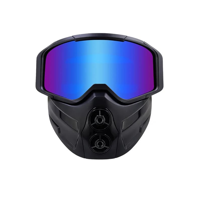 Occhiali Protettivi UV400 per Casco da Bicicletta e Moto, Maschera Meccanica, Occhiali da Motocross Antivento, Occhiali da Ciclismo e Sci con Protezione per la Bocca