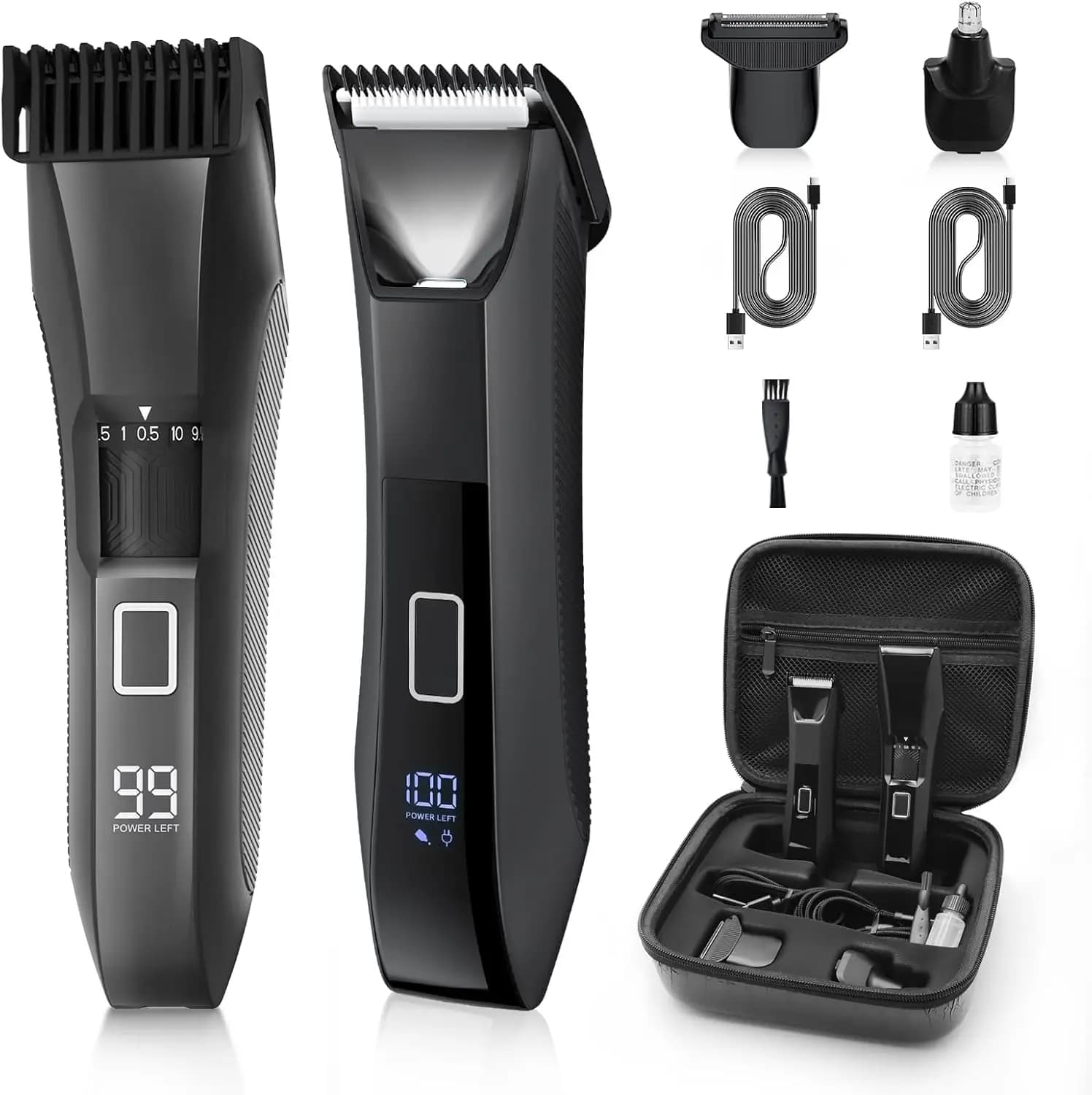 Adjustbarba and haircut 4 in 1 man with No-Nick technology, waterproof, LED display, travel case